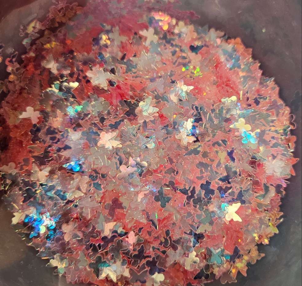 44G peach iridescent butterfly 2oz