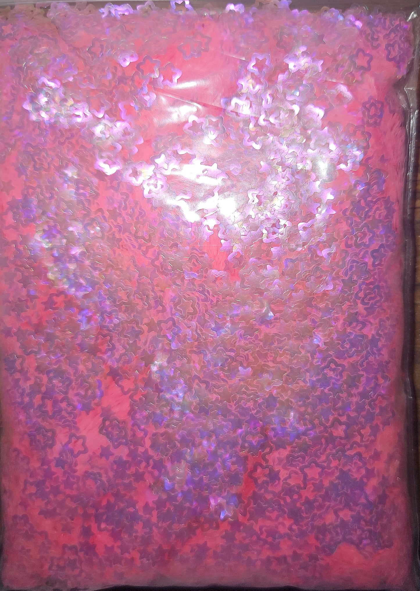 Pink iridescent cutout stars