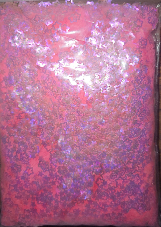 Pink iridescent cutout stars