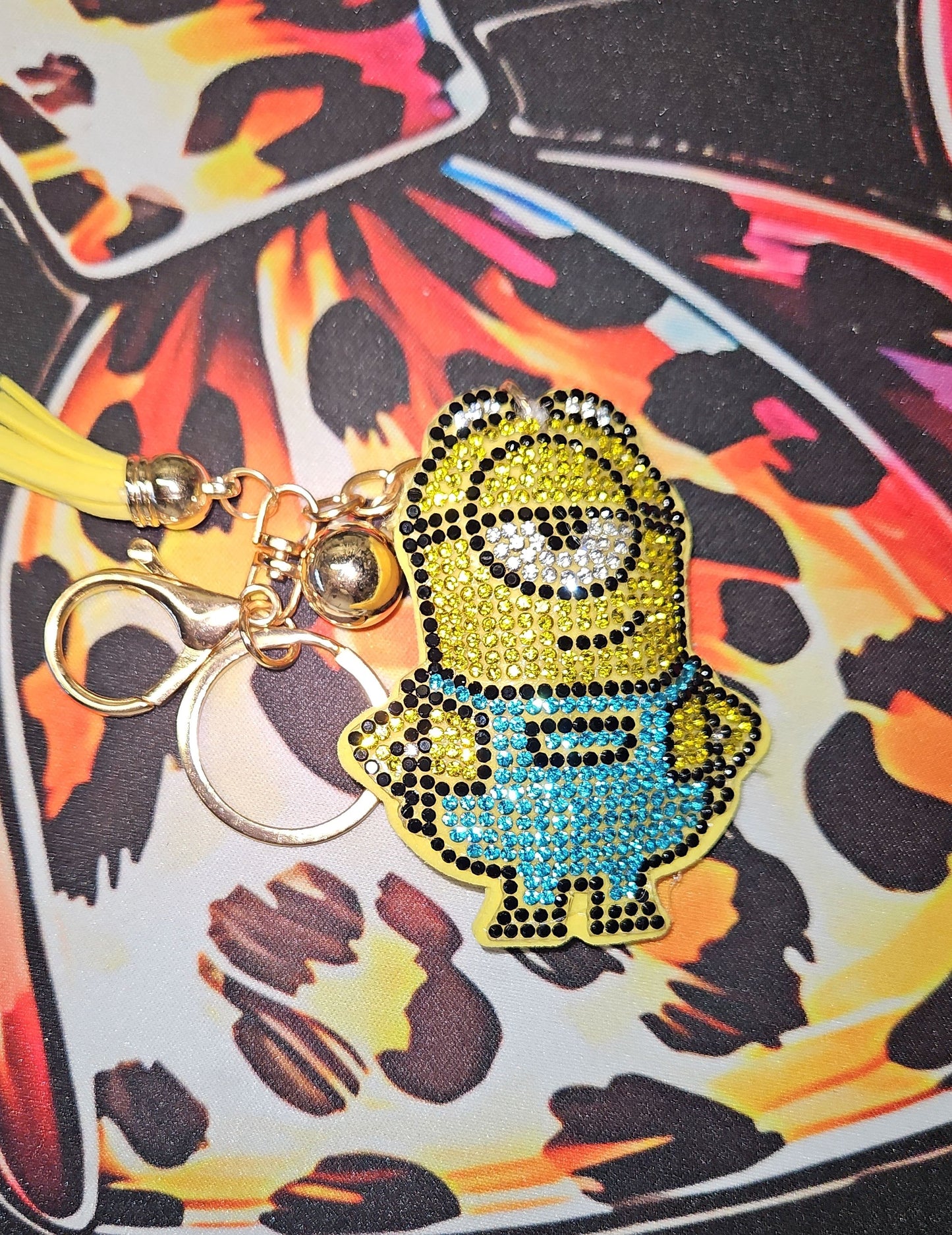 Minion rhinestone keychain