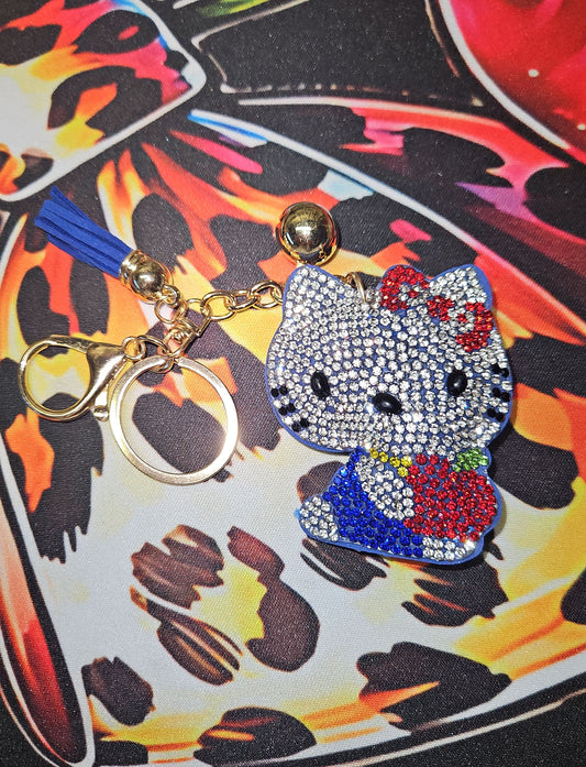 Blue HK rhinestone keychain