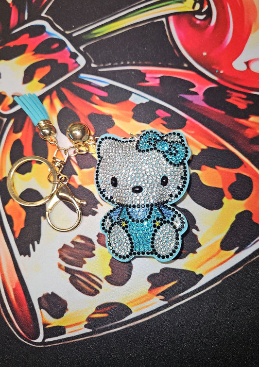 Blue HK rhinestone keychain